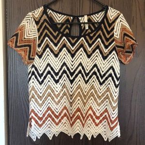 DONATED Mind Code scalloped zig-zag shirt L